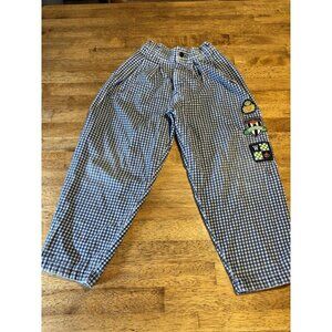 BUSTER‎ BROWN Vintage Boys Patch Pants Blue Plaid Cotton Collegiate Academia 5